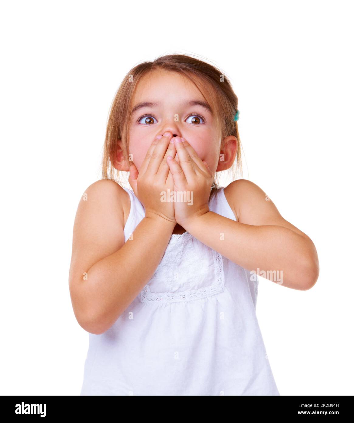 That was a surprise. A cute little girl looking shocked. Stock Photo