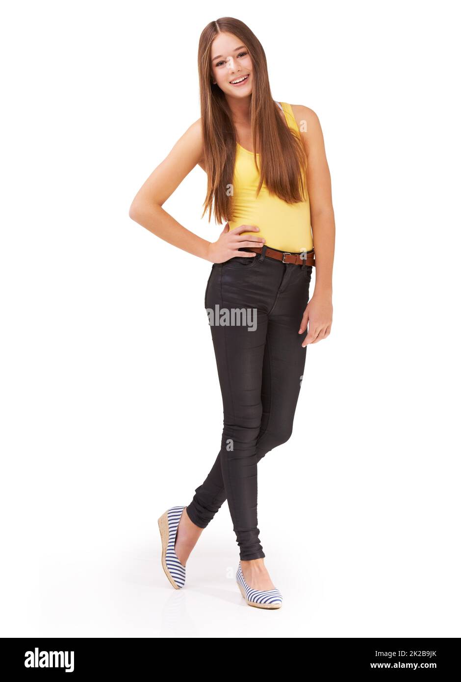 Portrait of young attitude. Shot of a teen girl isolated on white. Stock Photo