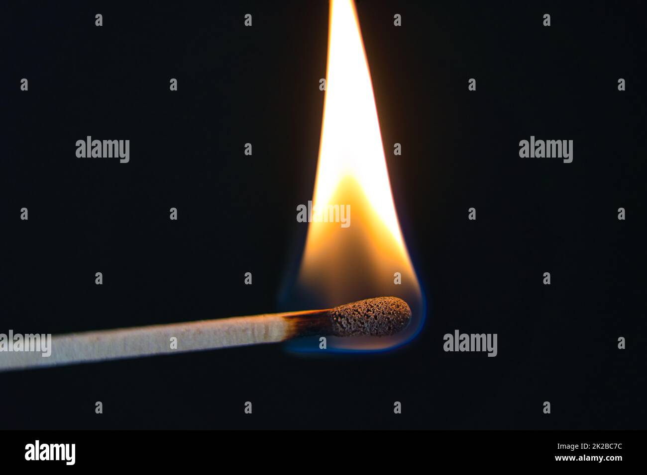 match is burning hot on black Stock Photo