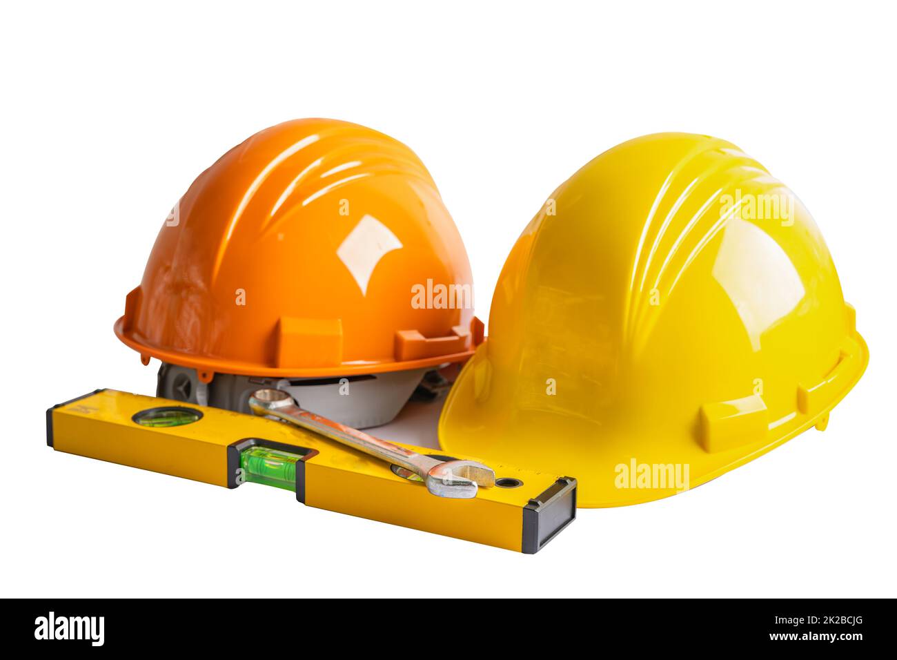 Safety first hard helmet hat and engineer tool with copy space