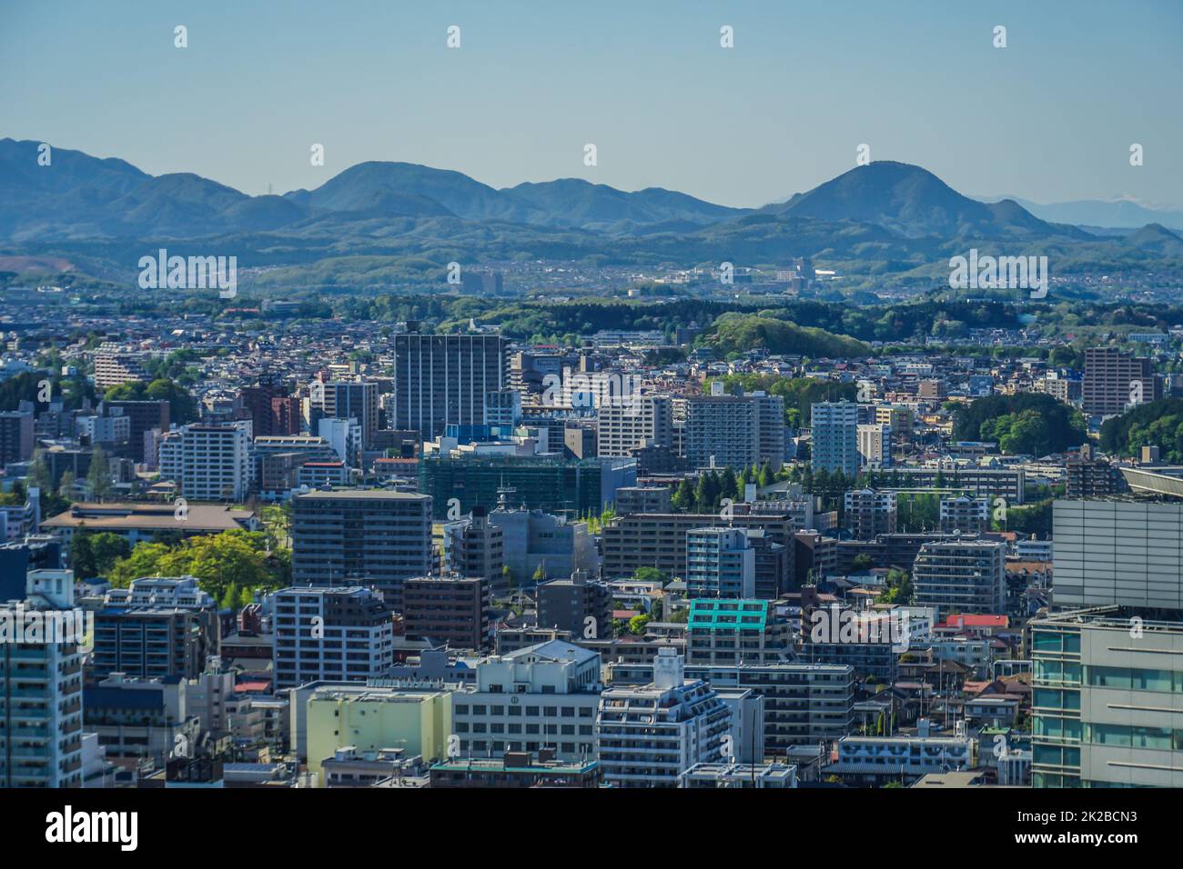 Sendai city skyline of fine weather Stock Photo