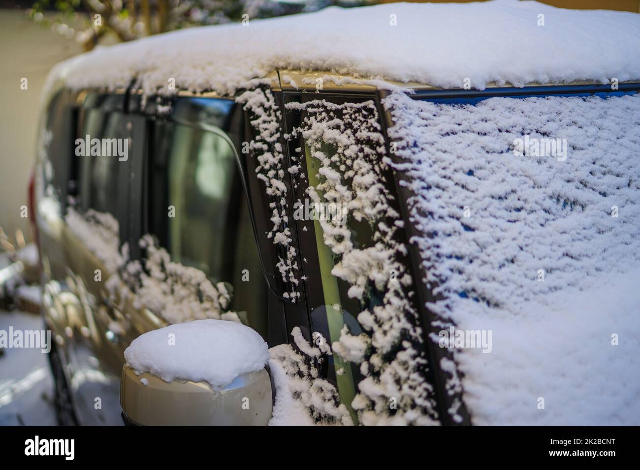 Snow accretion the car image Stock Photo