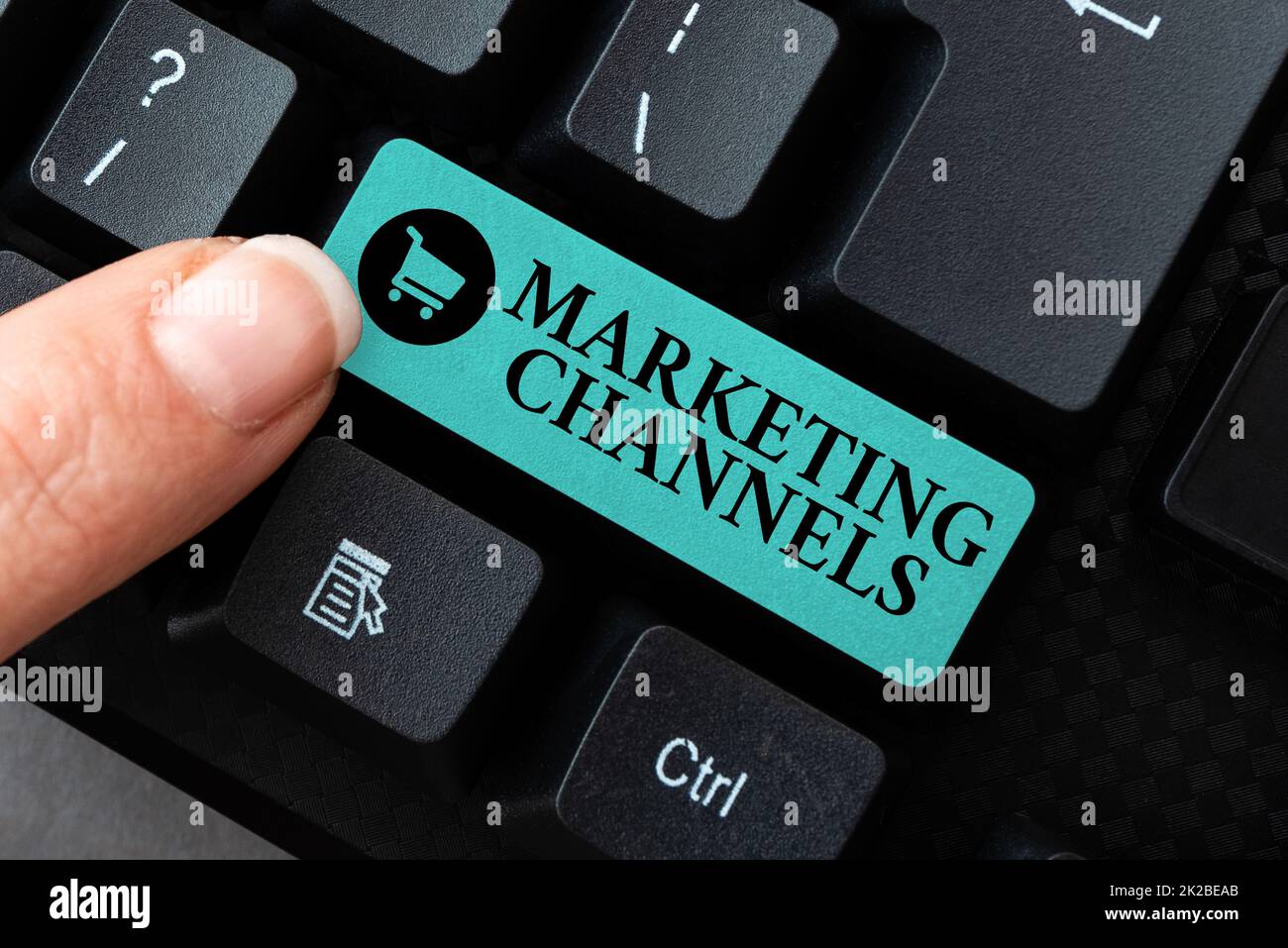 Conceptual display Marketing Channels. Concept meaning the necessary to transfer the ownership of goods Abstract Recording List Of Online Shop Items, Editing Updated Internet Data Stock Photo