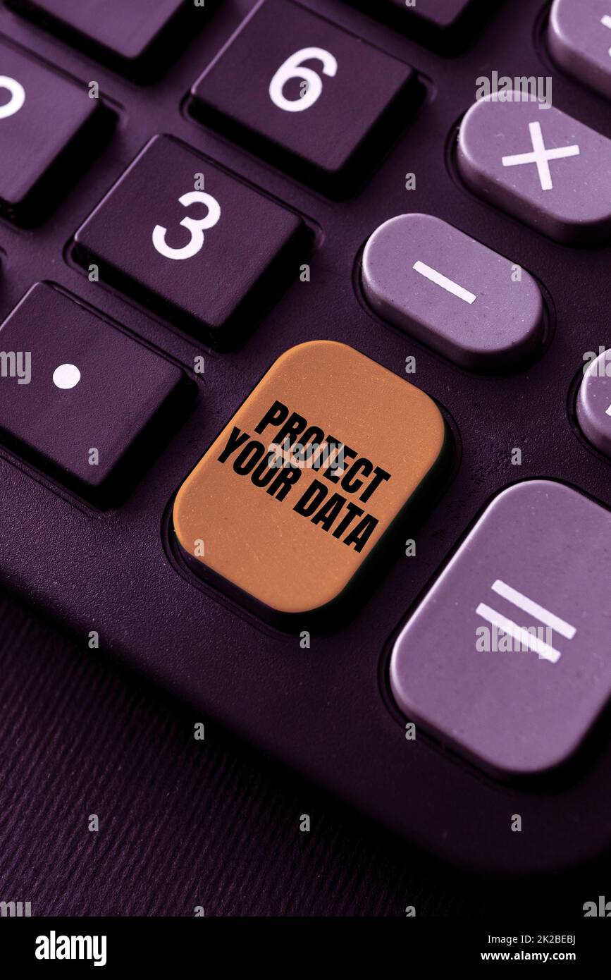 Text caption presenting Protect Your Data. Word Written on cyber security safe and shield digital information from loss or fraud Connecting With Online Friends, Making Acquaintances On The Internet Stock Photo