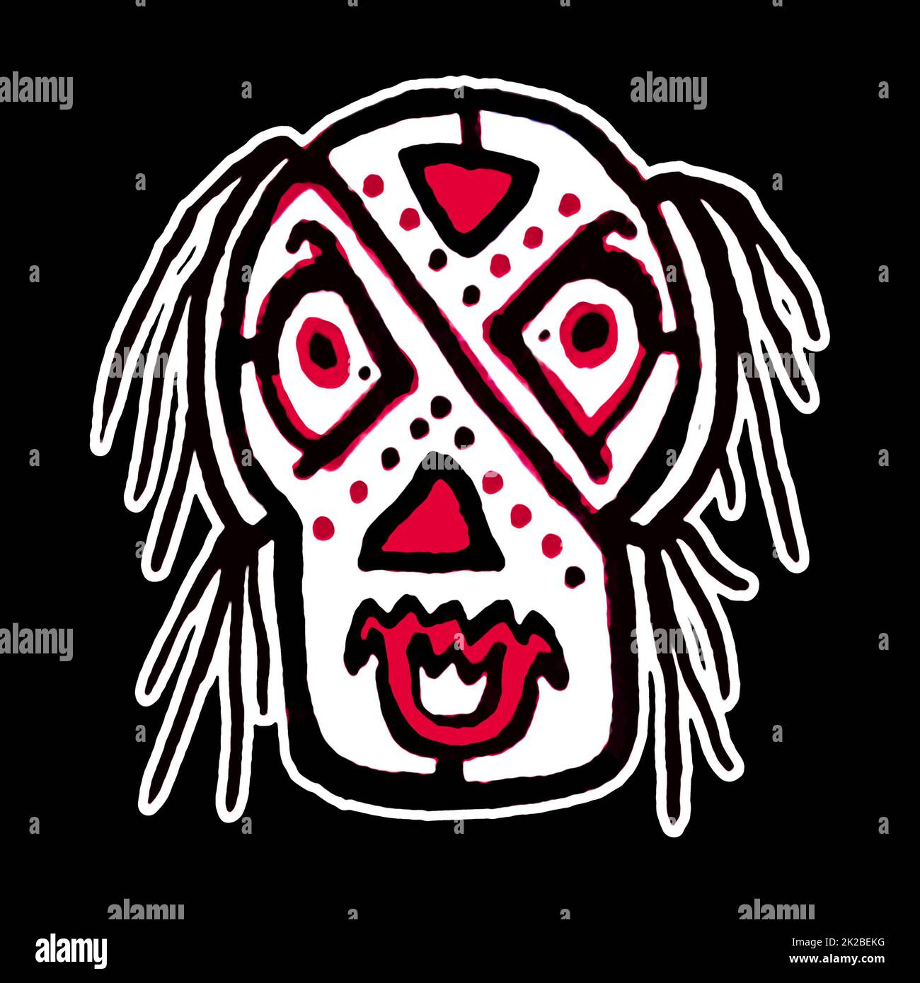 Tribal Skull Head Drawing Stock Photo - Alamy