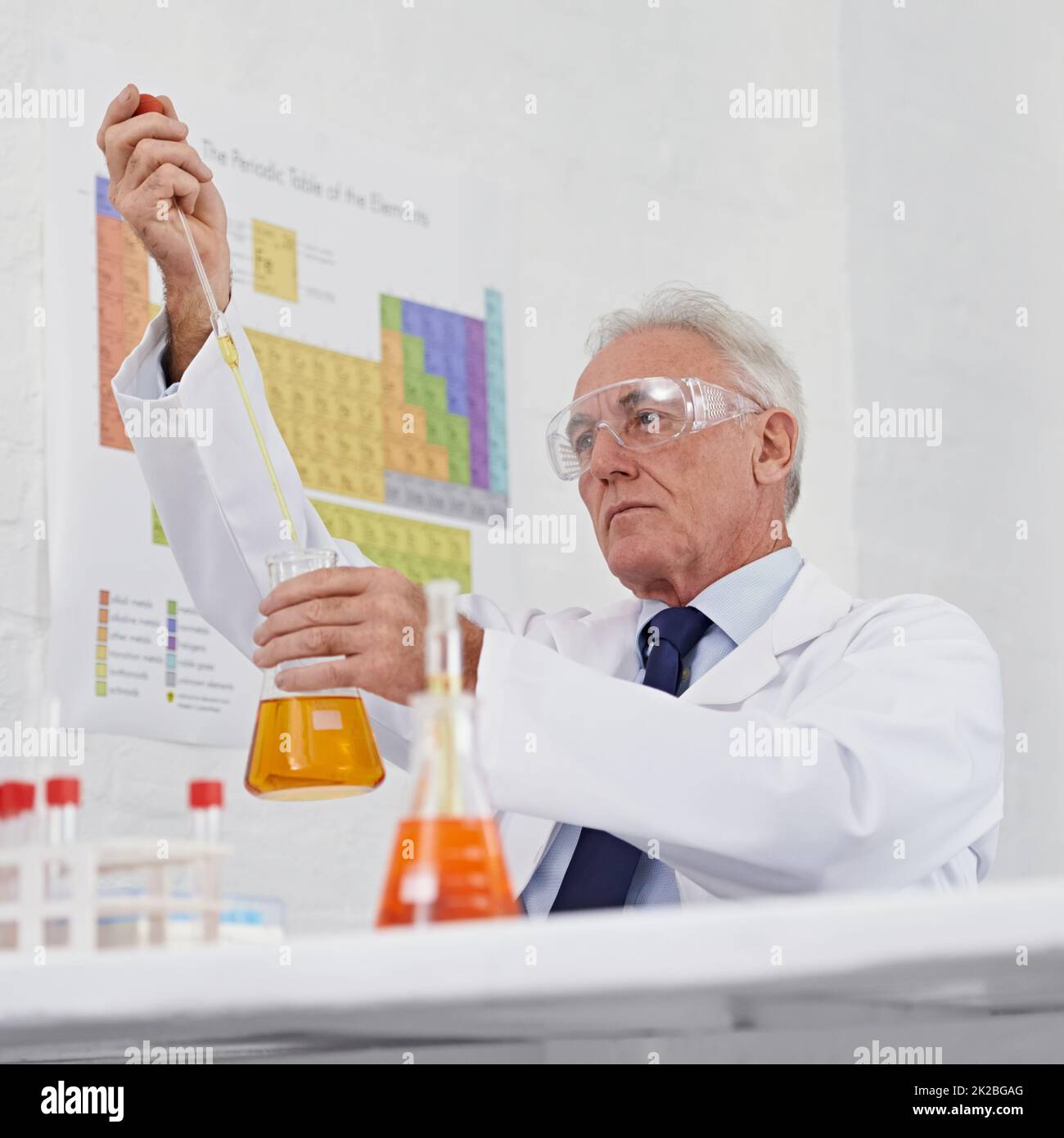 This is a delicate procedure. Low angle shot of a mature scientist working in a lab. Stock Photo