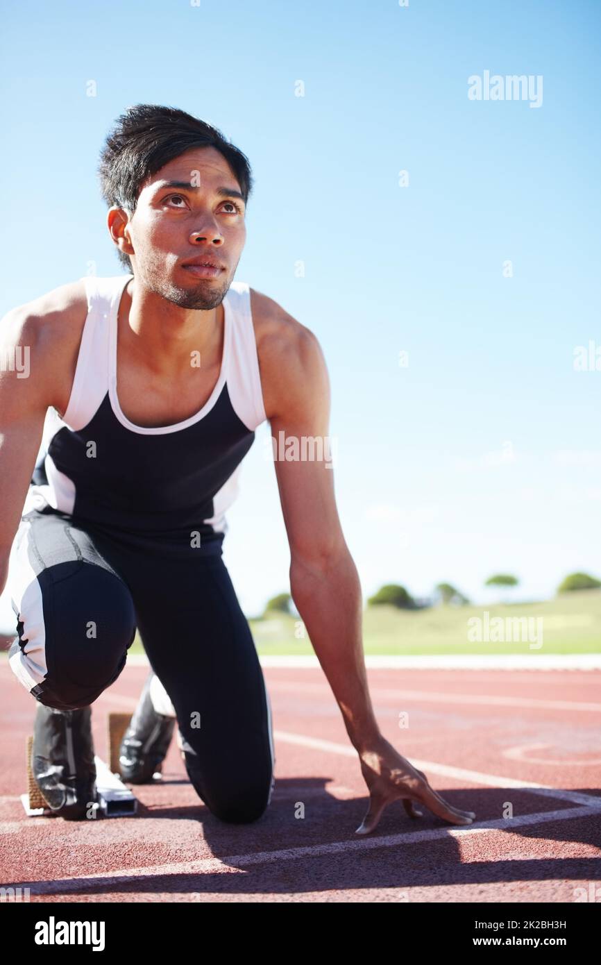 I am my only opponent. A mixed-race thinking about his goals. Stock Photo