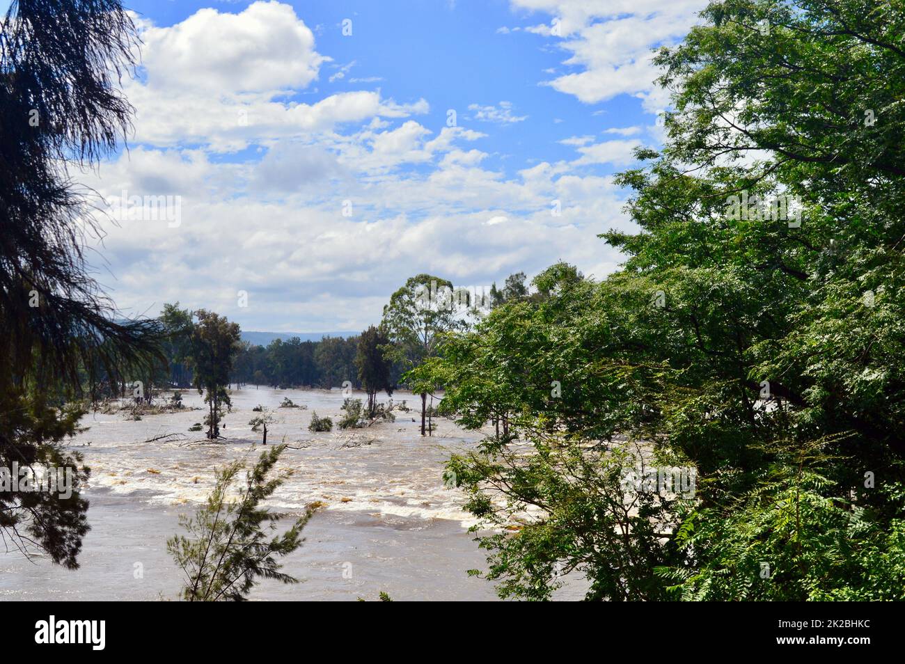 The Nepean River in flood at Penrith in western Sydney, Australia Stock Photo