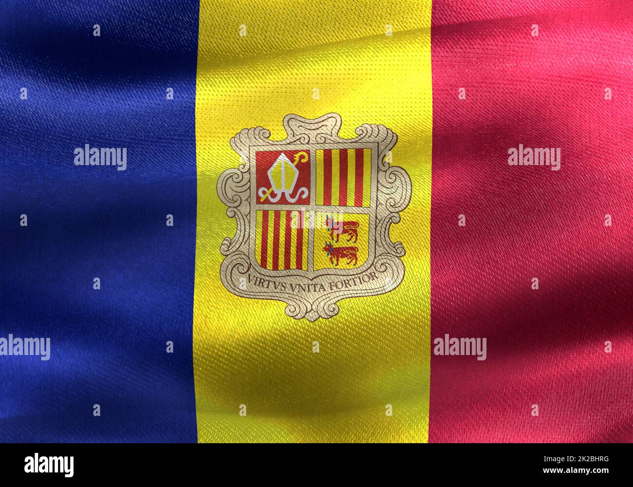 Andorra Flag Realistic Waving Fabric Flag 2K2BHRG 