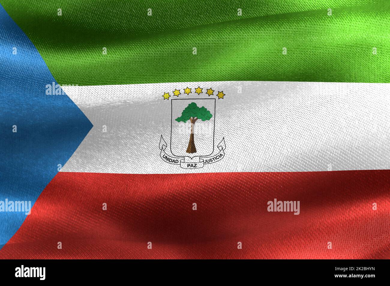 Equatorial Guinea flag - realistic waving fabric flag Stock Photo