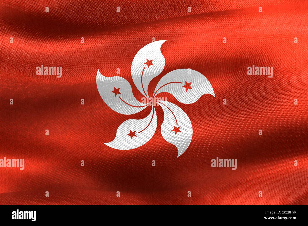 Hong Kong flag realistic waving fabric flag Stock Photo Alamy