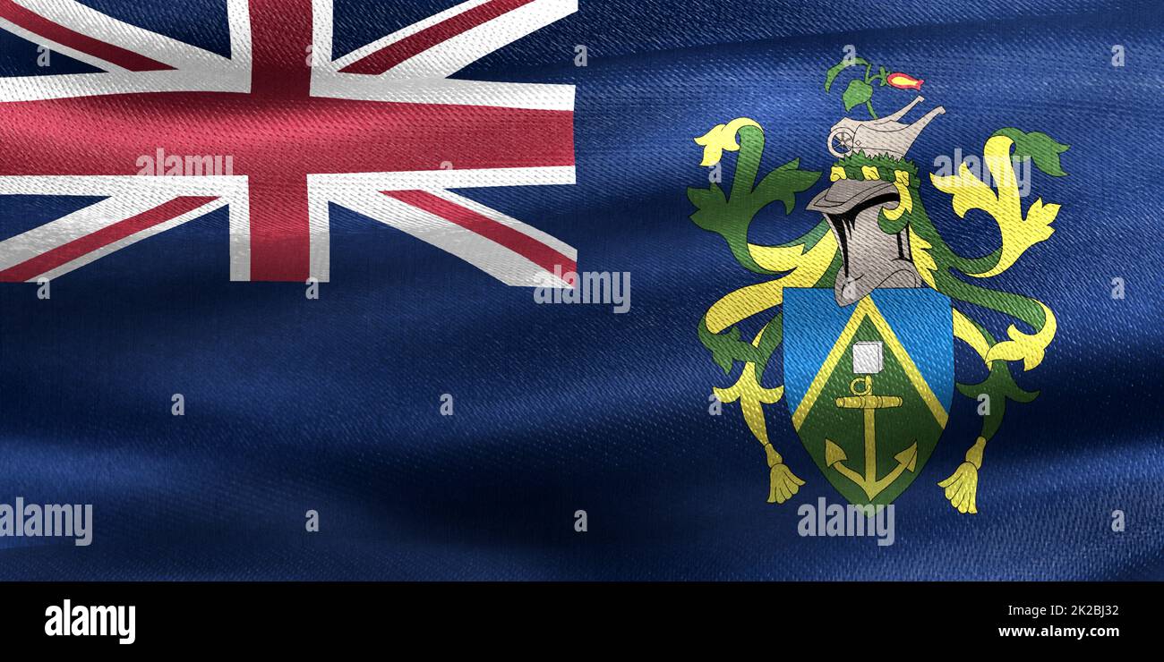 3D-Illustration of a Pitcairn Islands flag - realistic waving fabric flag Stock Photo