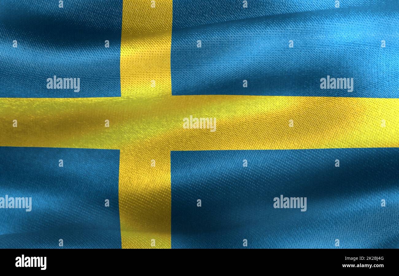 3D-Illustration of a Sweden flag - realistic waving fabric flag Stock ...