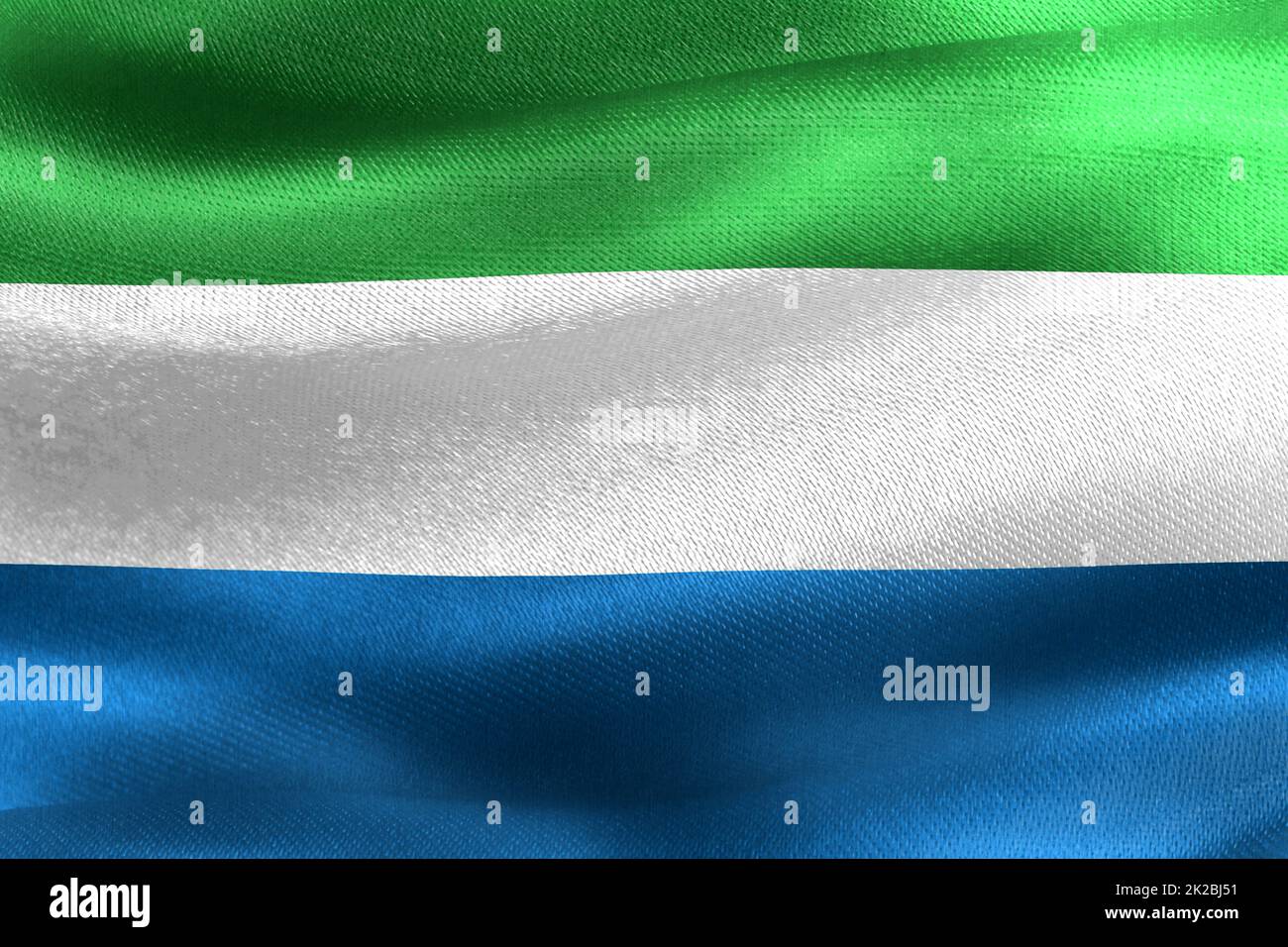 3D-Illustration of a Sierra Leone flag - realistic waving fabric flag Stock Photo