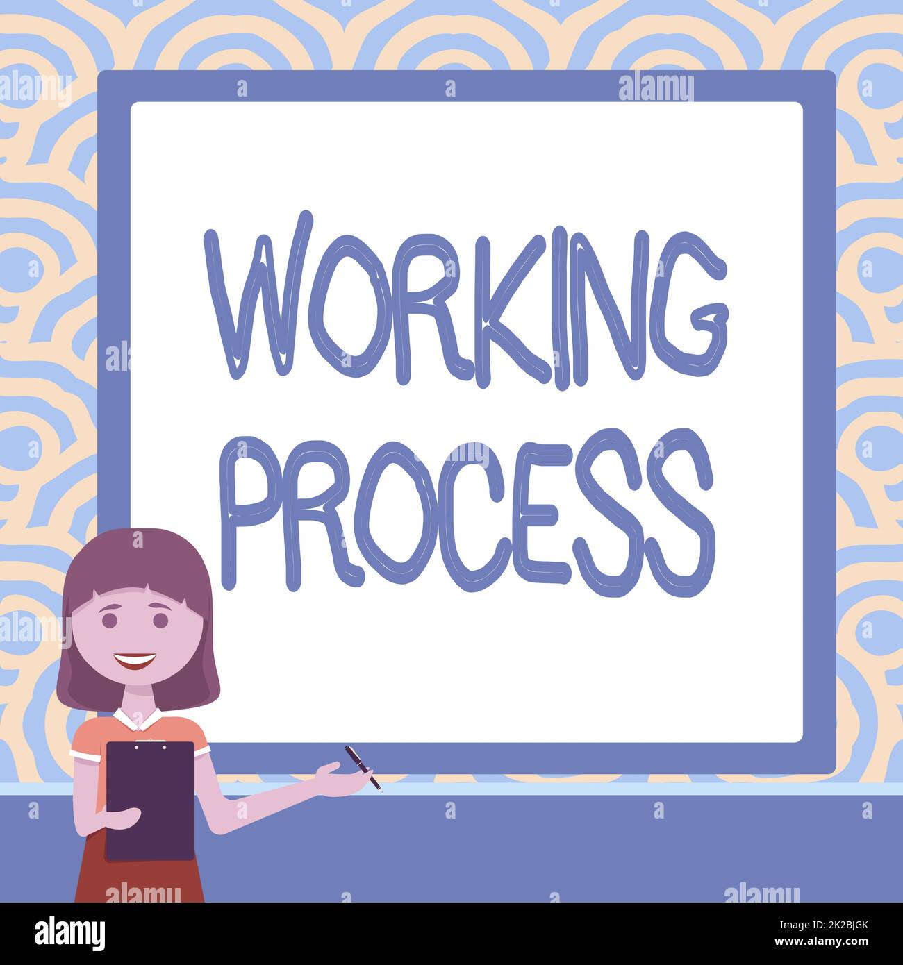 Handwriting text Working Process, Word for company s is partially