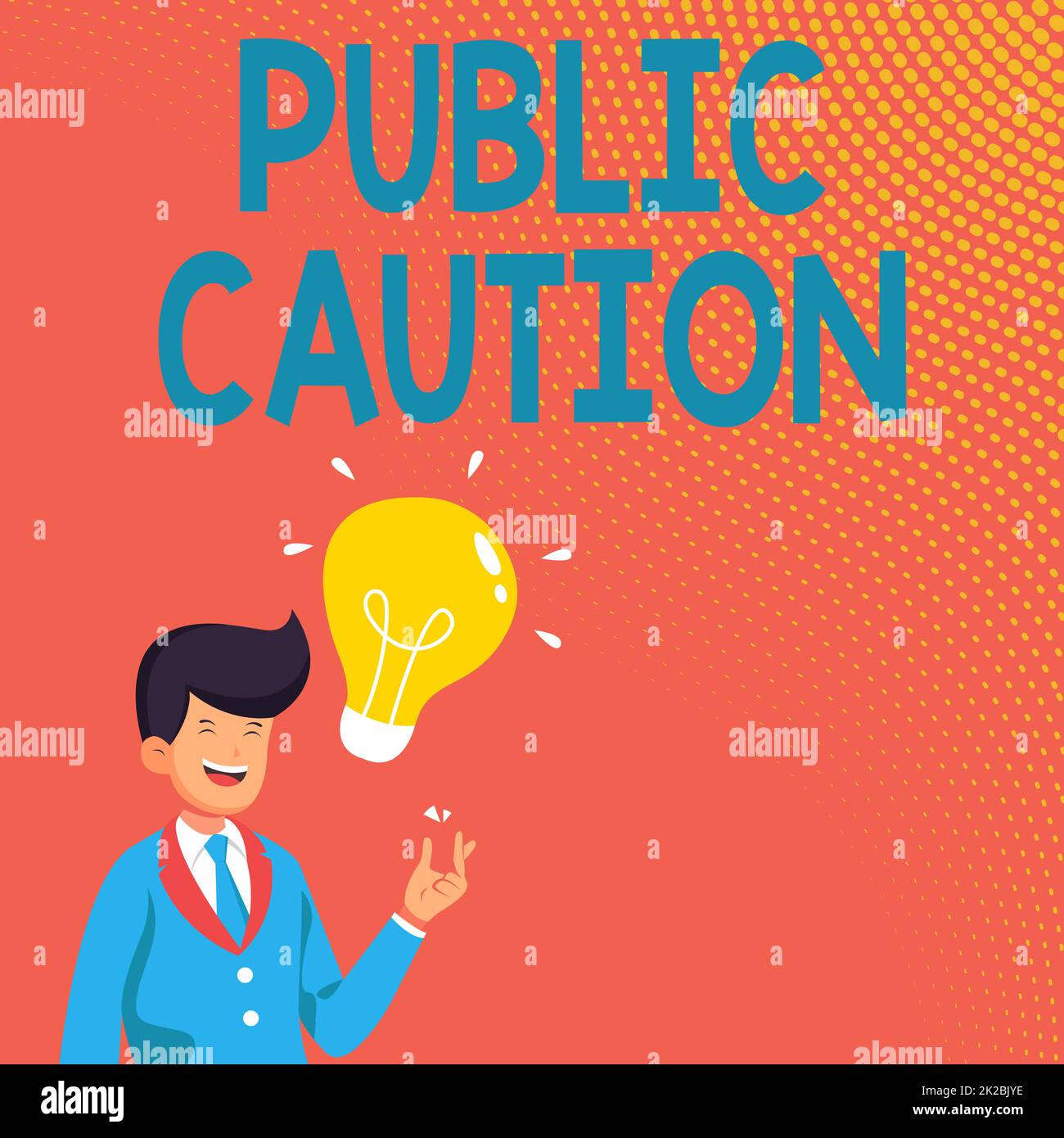 Conceptual display Public Caution, Business concept formal warning given to the public to express a potential risk Gentleman Drawing Standing Having N Stock Photo