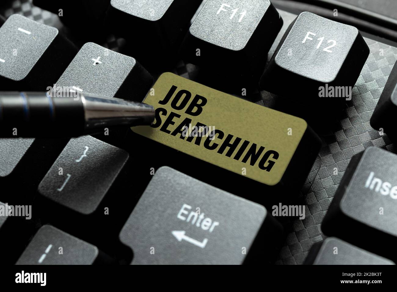 Conceptual caption Job Searching. Business idea listing the possible occupation that you are capable of Typewriting Movie Review Article, Typing Fresh Food Blog Article Stock Photo