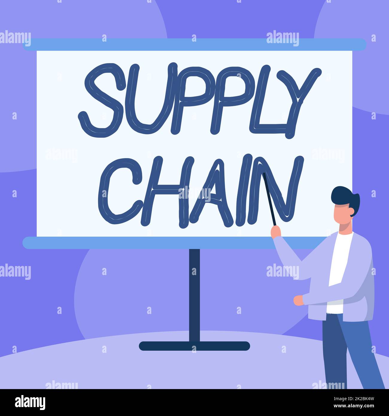 Conceptual display Supply Chain, Conceptual photo Aspects of smart modern company management logistics processes Teacher In Jacket Drawing Standing Po Stock Photo