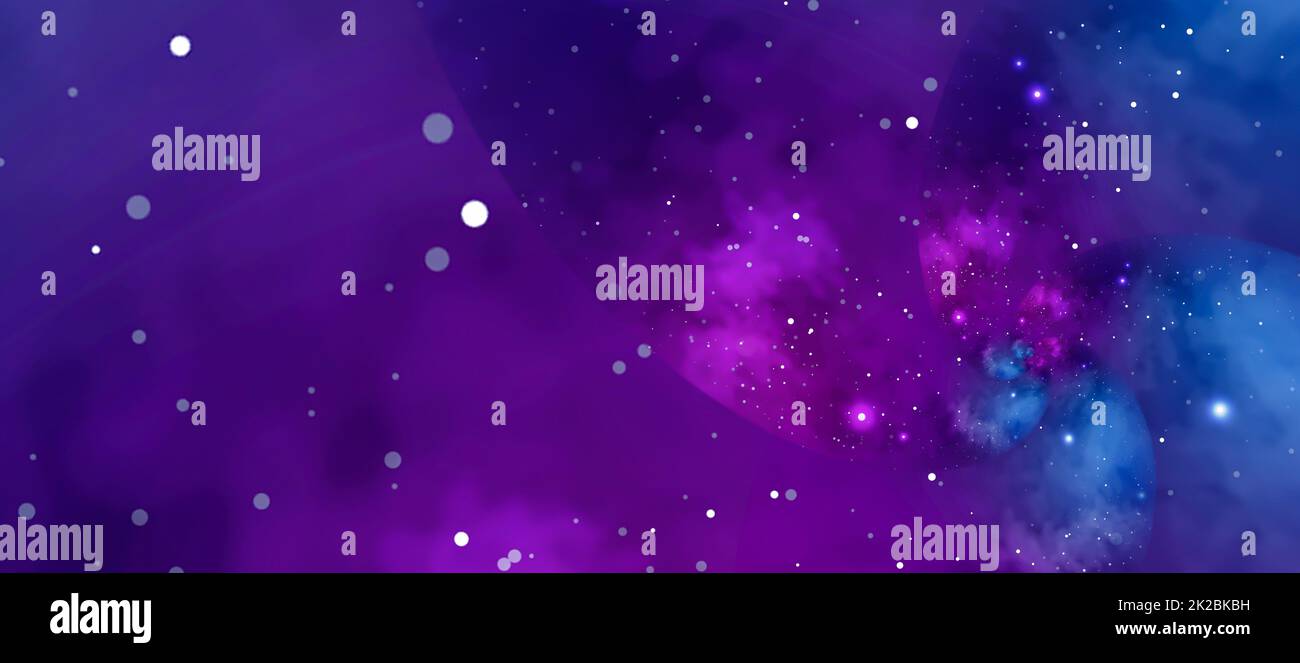 Starry background with blue and violet nebula. Concept for space, astronomy, galaxy, universe, science Stock Photo
