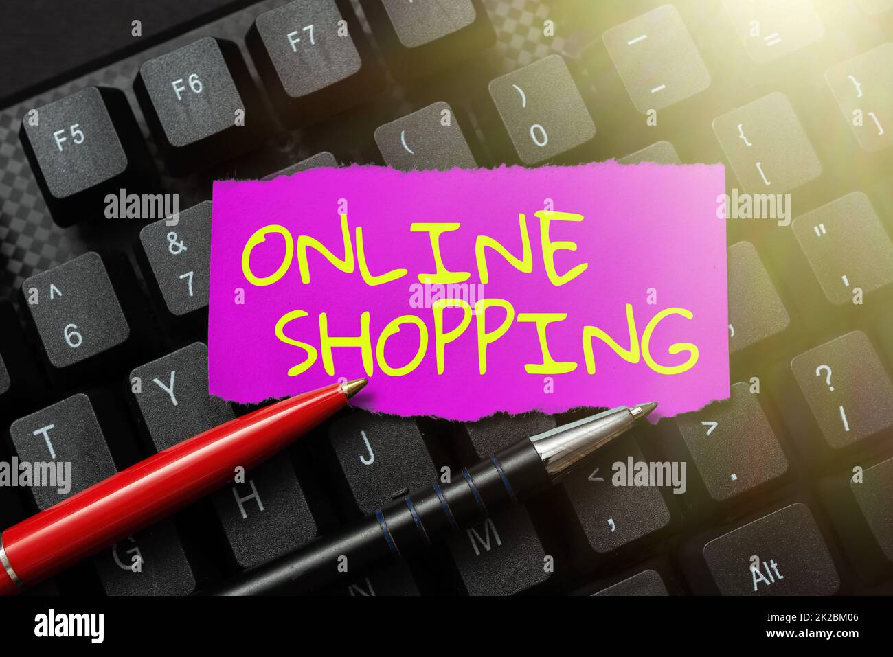 Sign displaying Online Shopping. Word for ecommerce which let the consumer buy goods using the Internet Typing Business Agreement Letter, Typewriting New Binding Contract Stock Photo