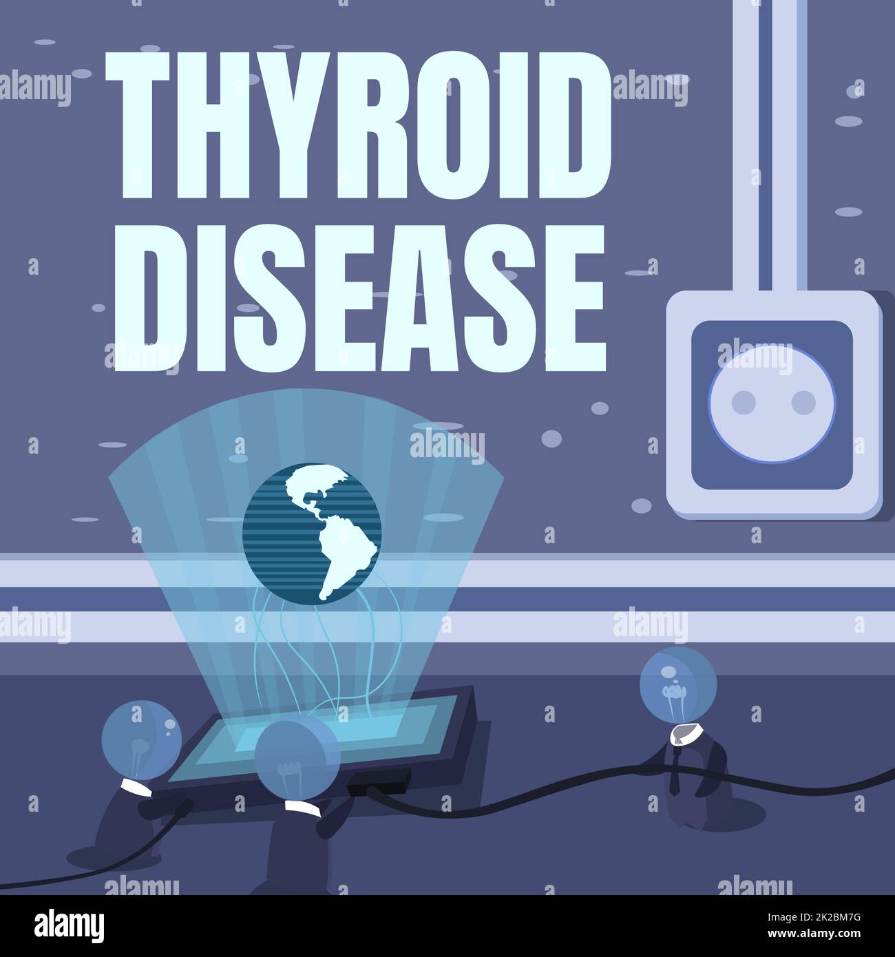 Conceptual display Thyroid Disease. Concept meaning the thyroid gland fails to produce enough hormones Global Ideas Joining Together Forming New Technological Achievements. Stock Photo