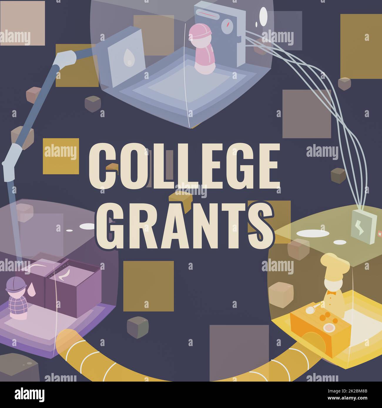 Conceptual display College Grants. Conceptual photo monetary gifts to showing who are pursuing higher education Joined Booths Providing Necessary Workplace Resources. Stock Photo