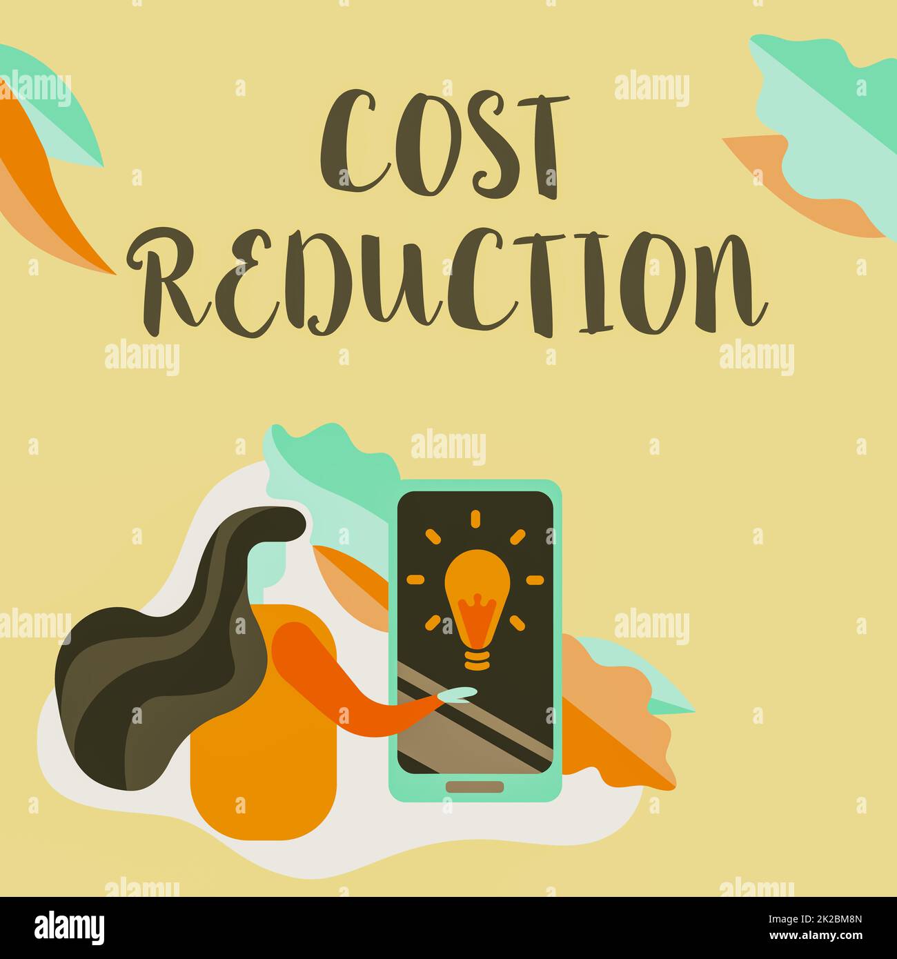 Sign displaying Cost Reduction. Conceptual photo process of finding and removing unwarranted expenses Lady Pressing Screen Of Mobile Phone Showing The Futuristic Technology. Stock Photo