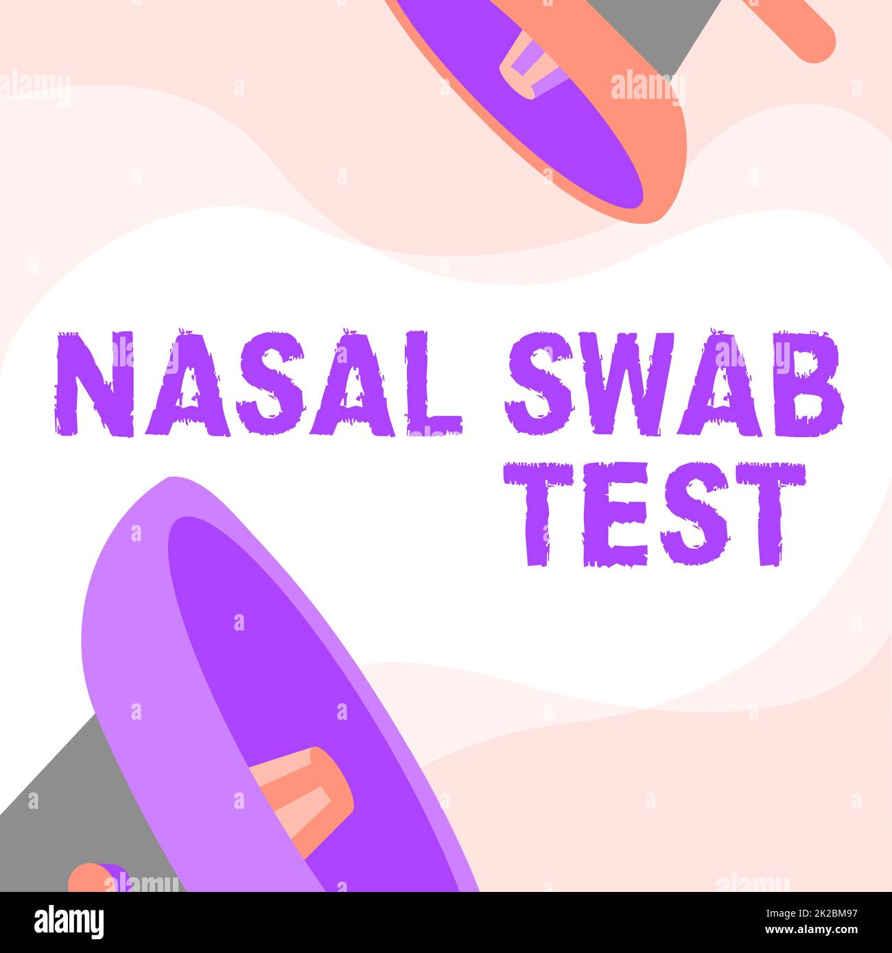 Text showing inspiration Nasal Swab Test. Business approach diagnosing an upper respiratory tract infection through nasal secretion Megaphones Drawing Giving Positive Comments Making Announcement Stock Photo