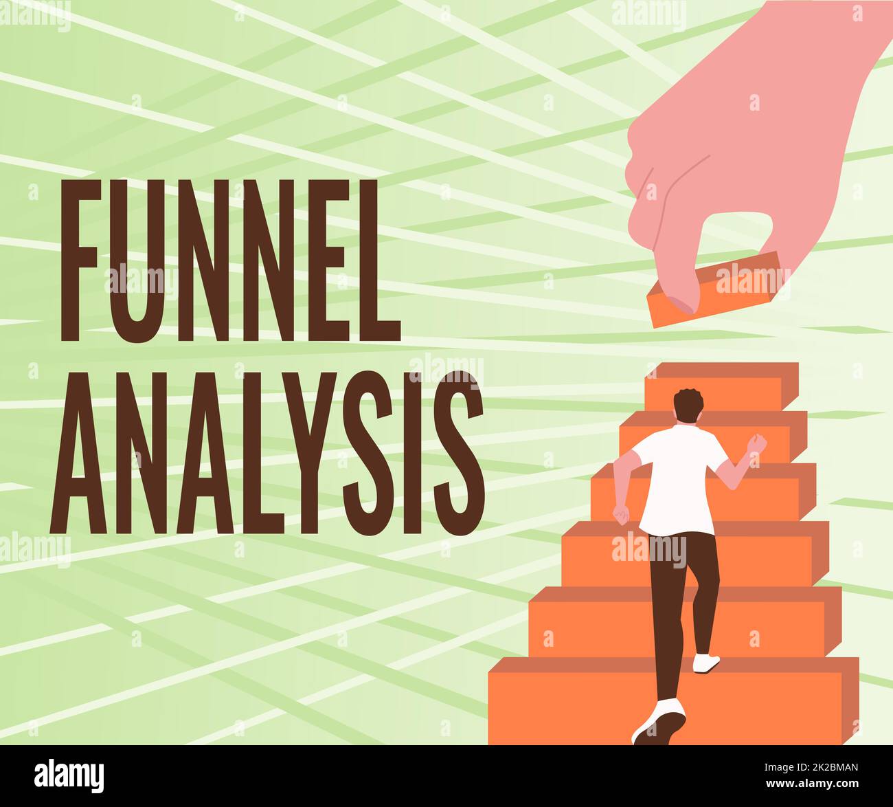 Hand writing sign Funnel Analysis. Business showcase mapping and analyzing a series of events towards a goal Gentleman Climbing Up Stair Case Trying To Reach Goals Defining Progress. Stock Photo