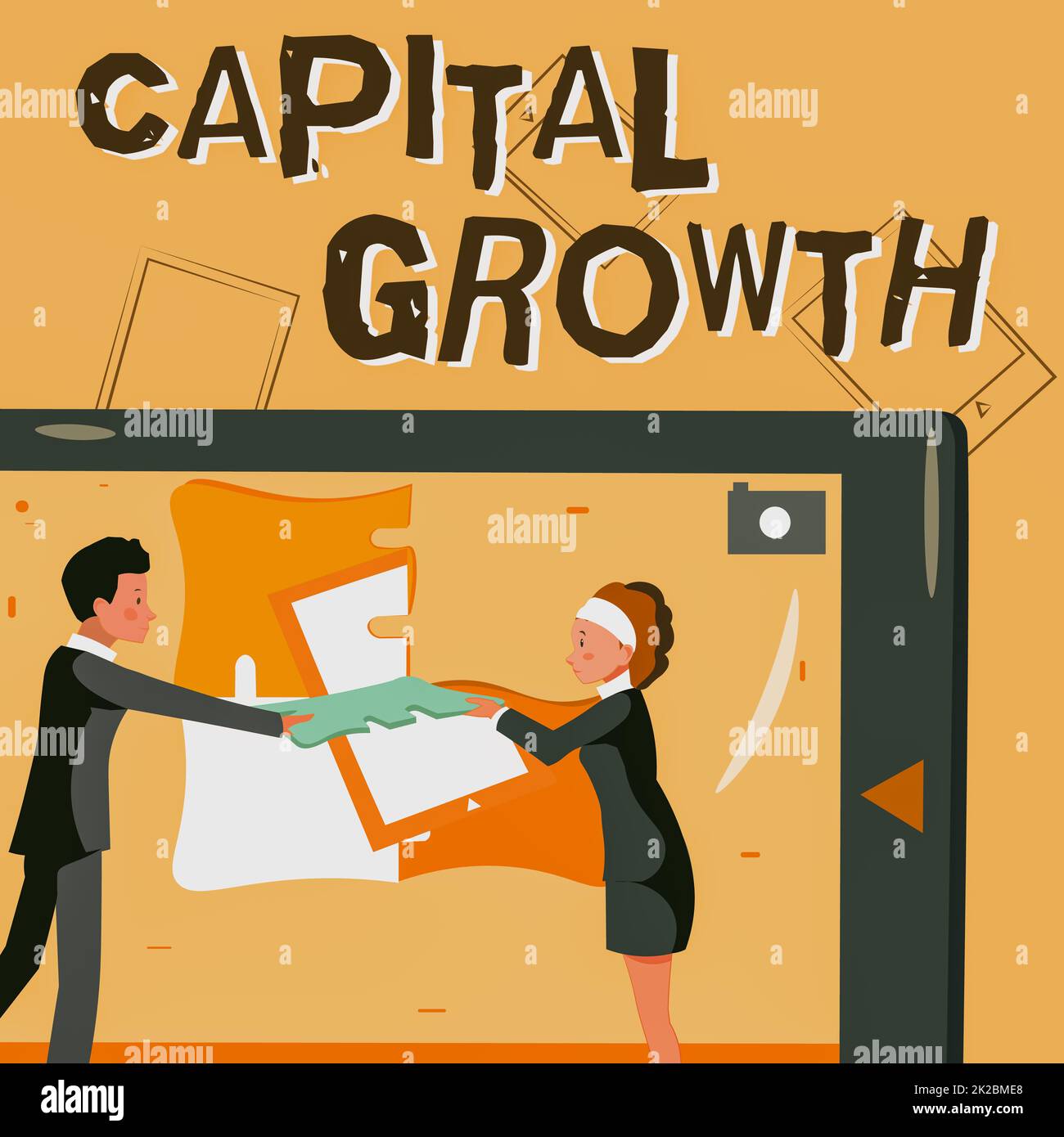 Hand writing sign Capital Growth. Business approach increase in the value of an asset or investment over time Colleagues Building New Project Plans Presenting Latest Ideas. Stock Photo