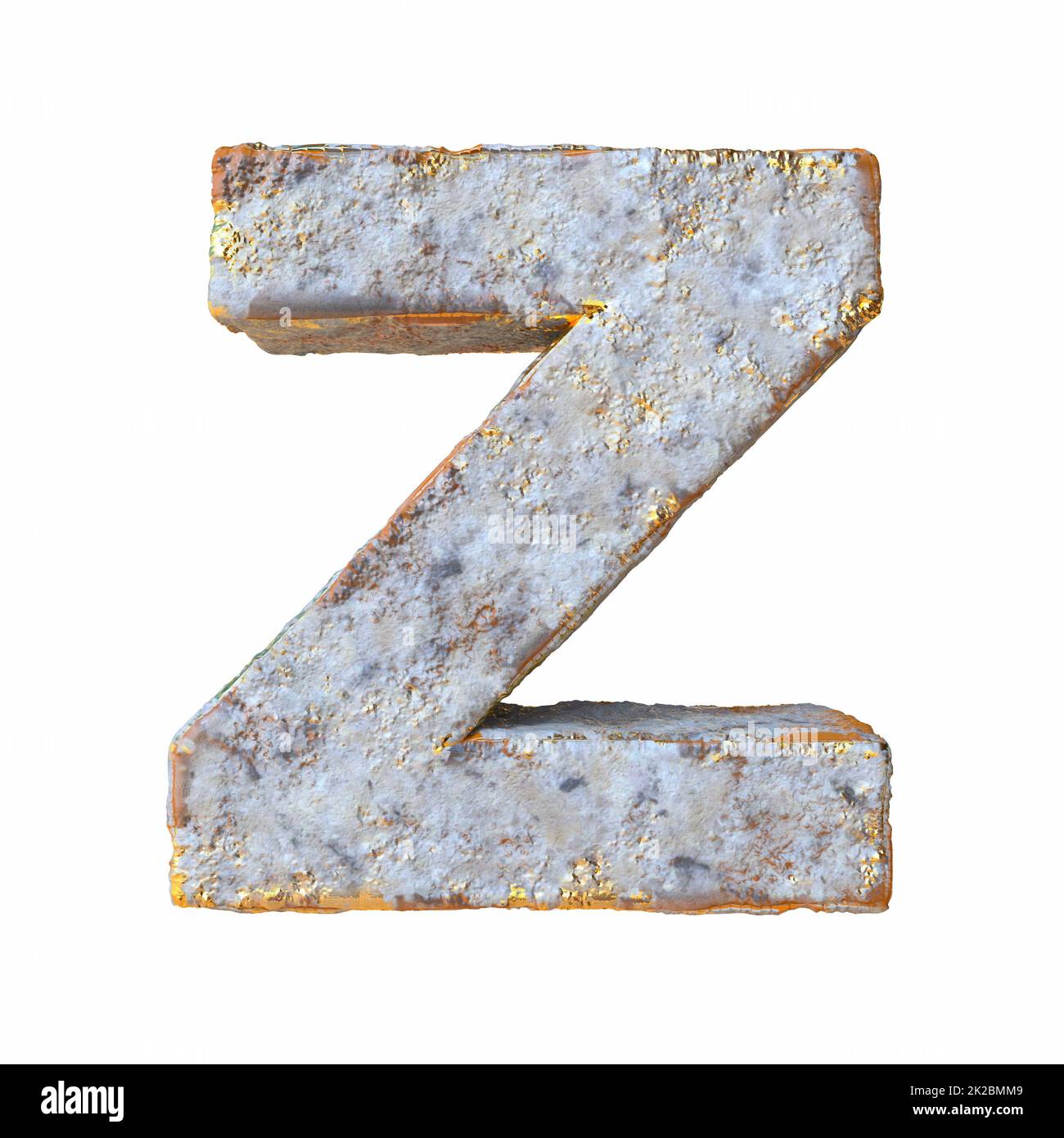 Stone with golden metal particles Letter Z 3D Stock Photo
