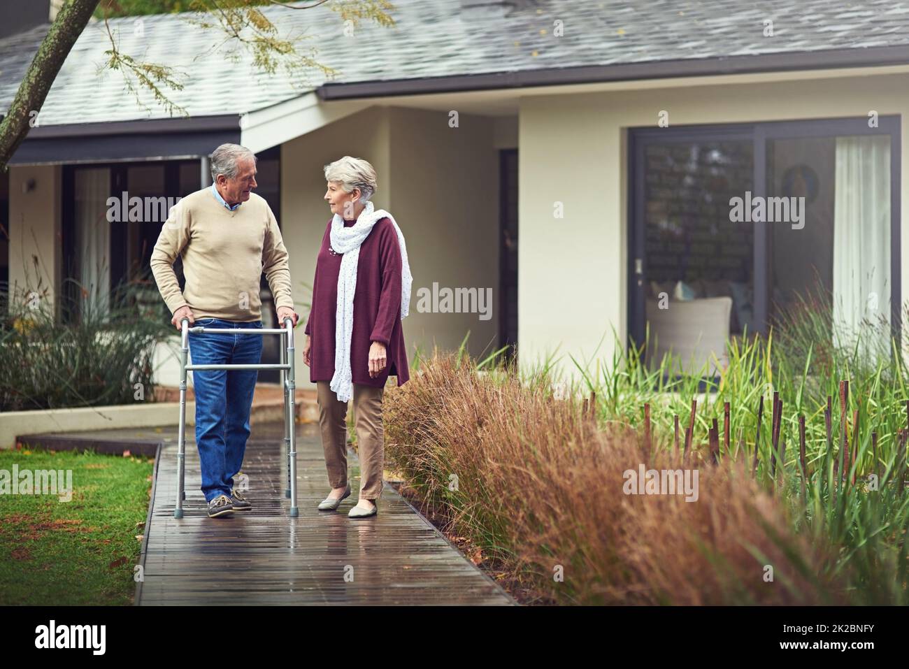 True love is timeless. Shot of a loving senior couple taking a walk outside. Stock Photo