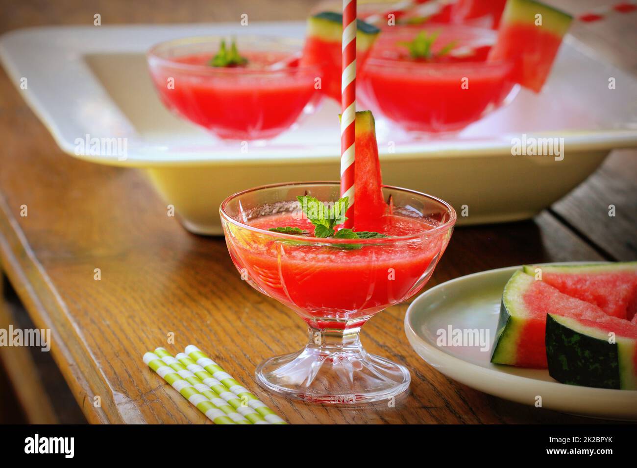 juice of watermelon in glasses Stock Photo