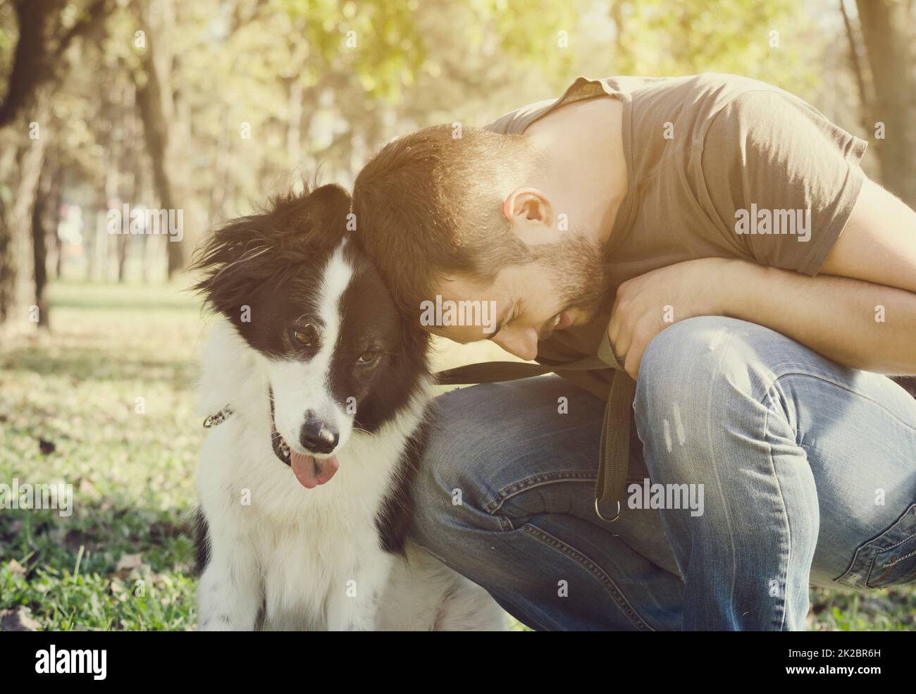 Man with his dog Stock Photo