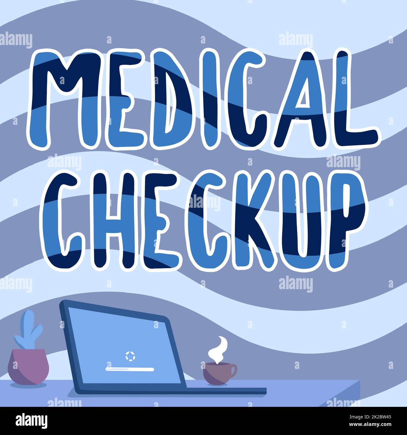 Conceptual display Medical Check Up. Business approach Thorough physical examination to test state of health Office Desk Drawing With Laptop Pen Holder And An Open And Arranged Stock Photo