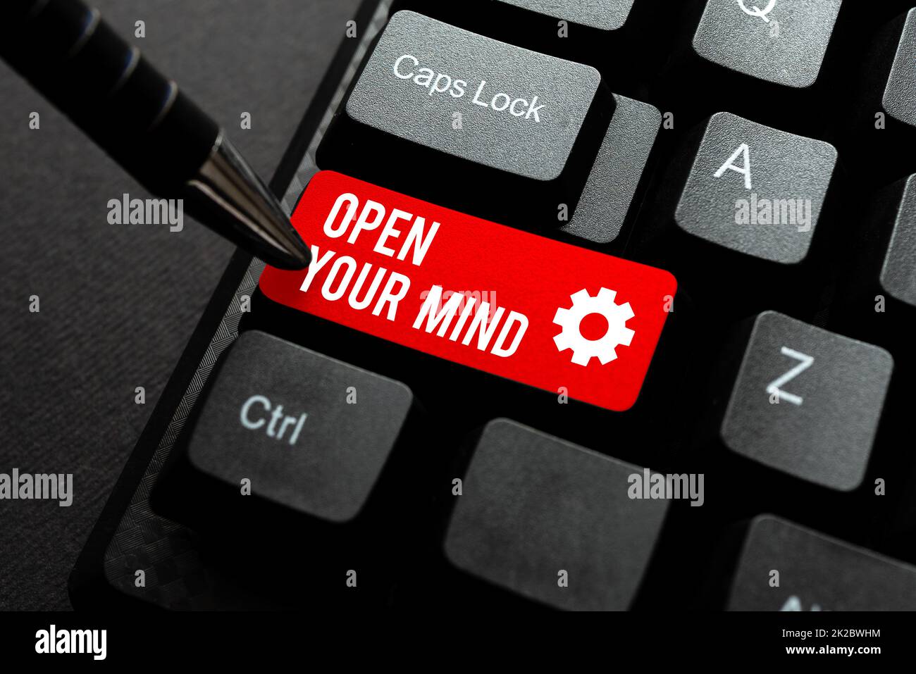 Inspiration showing sign Open Your Mind. Business idea to be able to understand different ideas or ways of thinking Typing Image Descriptions And Keywords, Entering New Internet Website Stock Photo