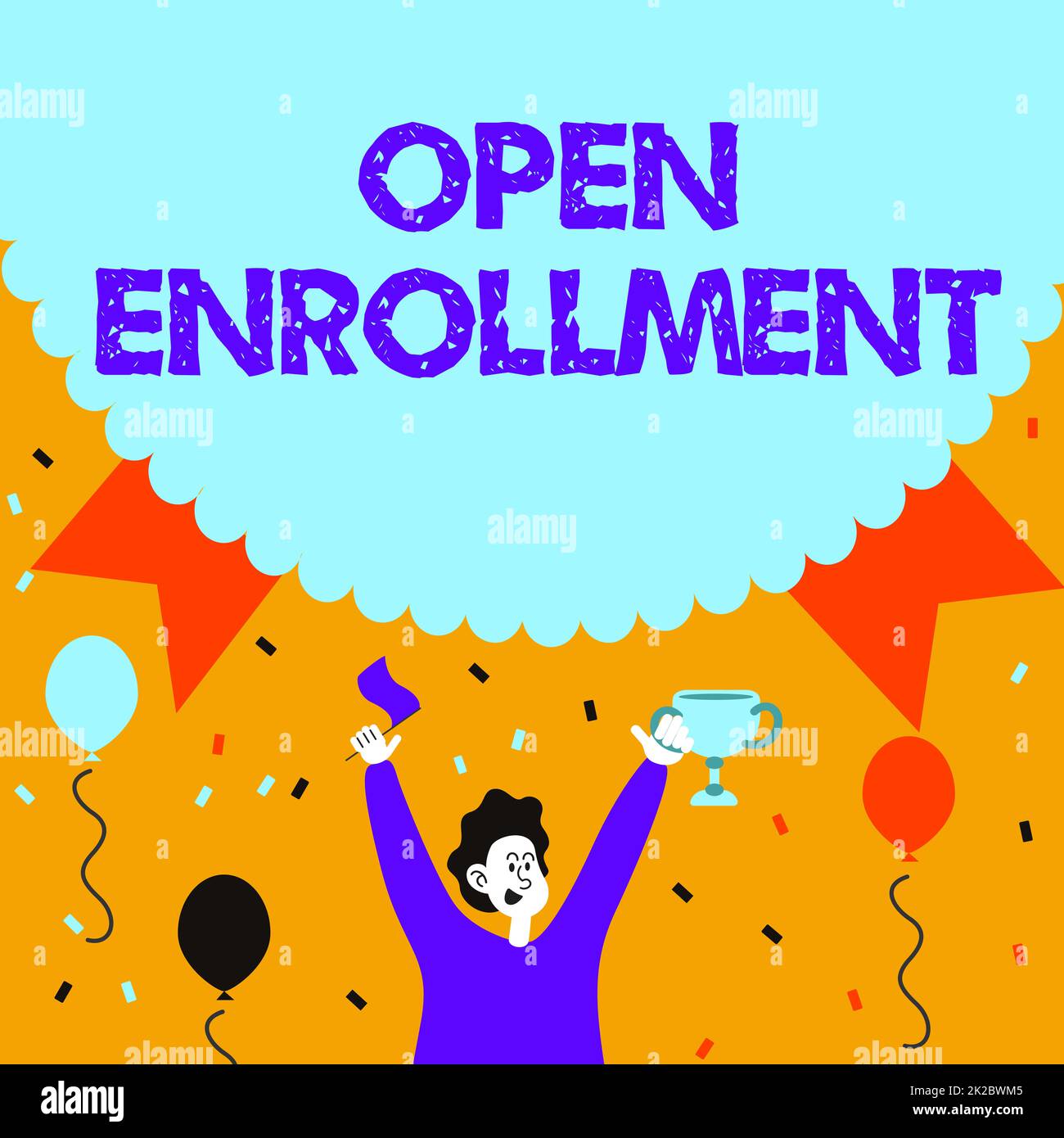 Text caption presenting Open Enrollment. Concept meaning The yearly