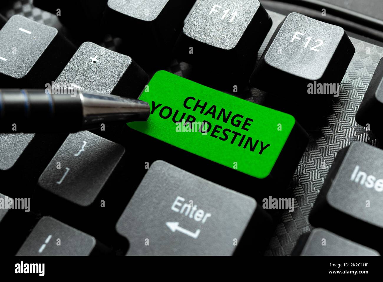Inspiration showing sign Change Your Destiny. Business concept choosing the right actions to manipulate predetermined events Practicing Speed Typing Accuracy, Testing Typewriting Knowledge Stock Photo