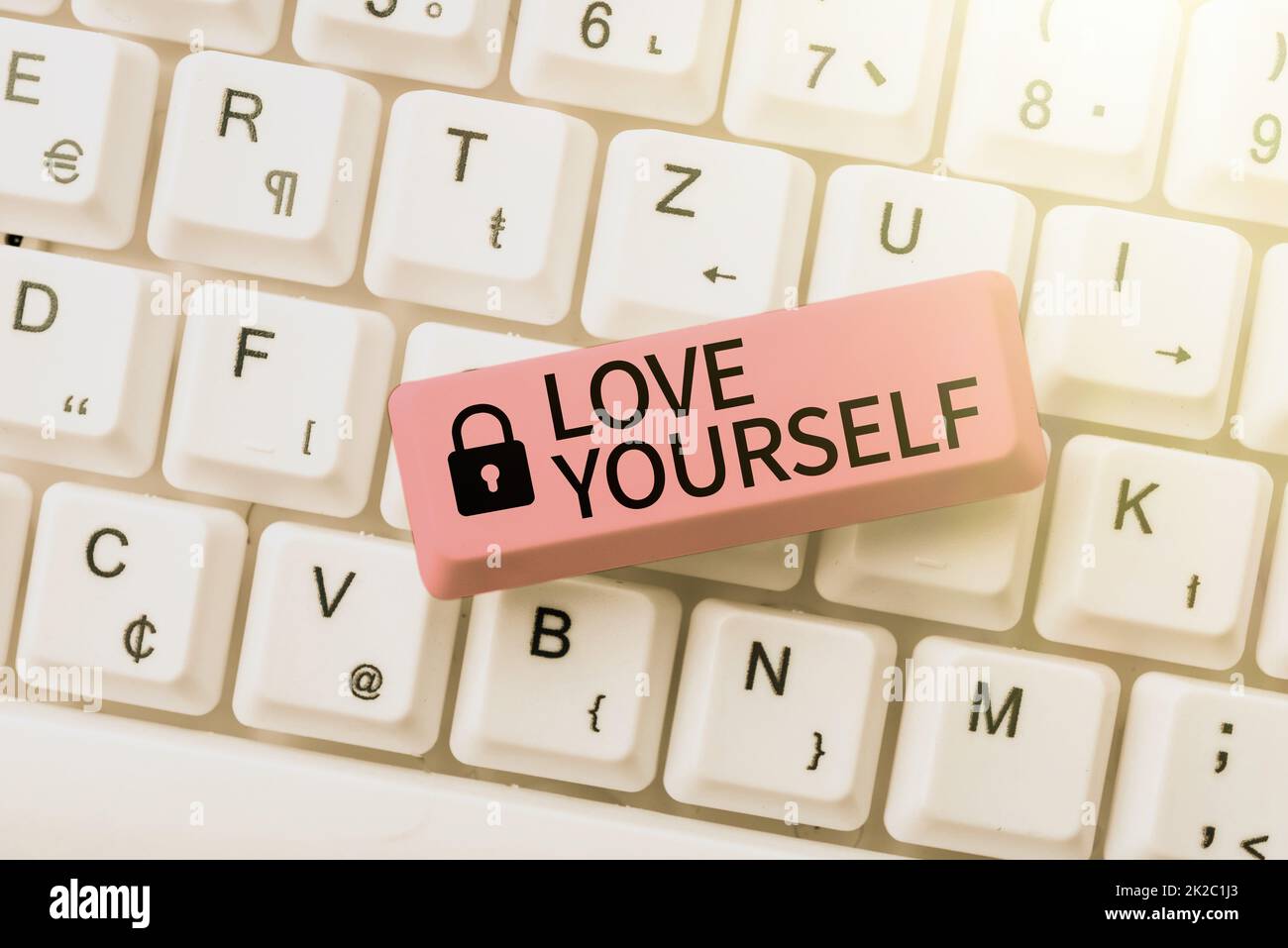 Conceptual caption Love Yourself. Business idea accepting the overall aspect of ourselves and have selfrespect Creating New Programming Guidebook, Typing Program Source Codes Stock Photo