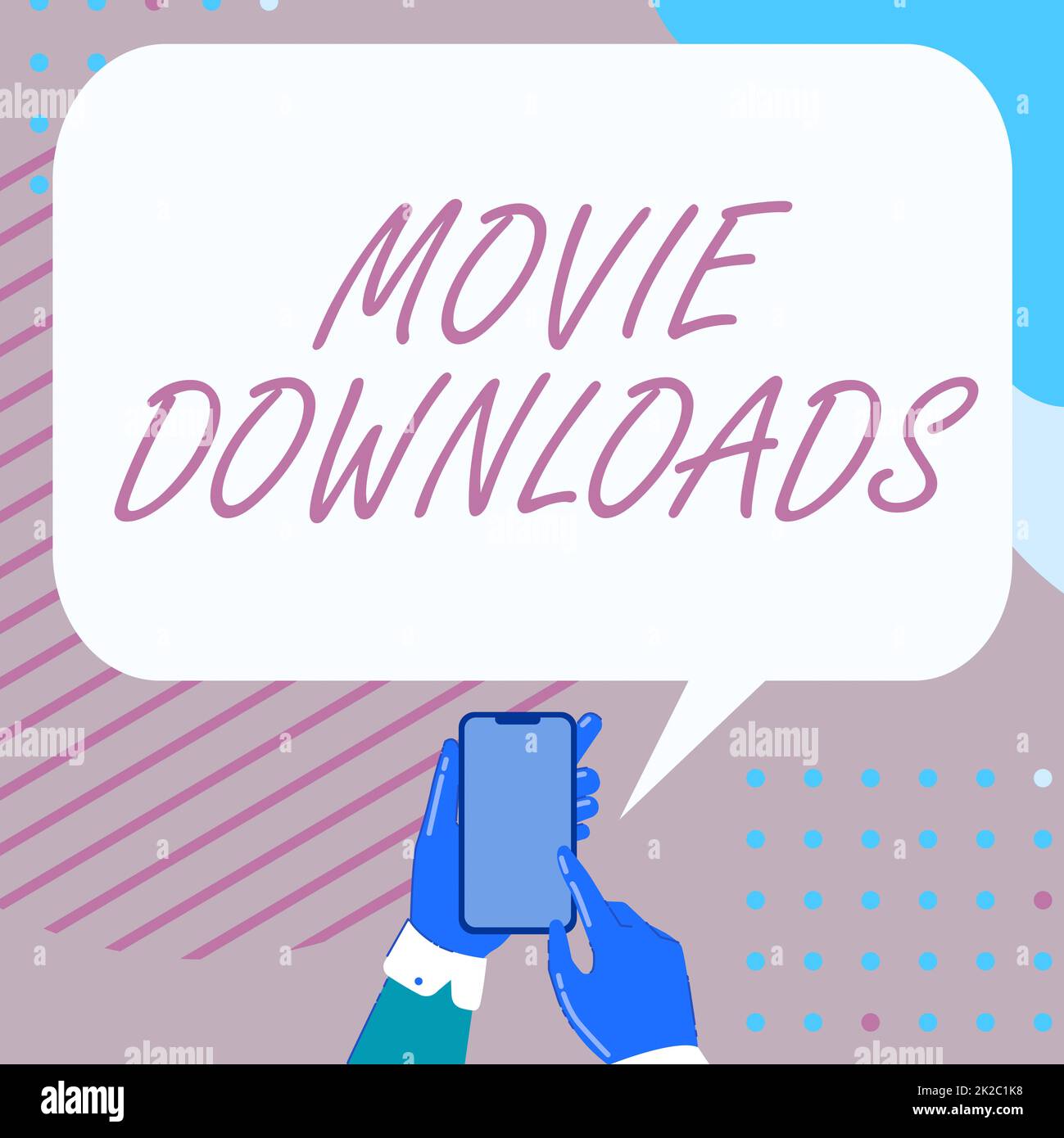 Sign displaying Movie Downloads. Business showcase transfers entire film for local storage and later use Mobile Drawing Sharing Positive Comments And Good Speech Bubble Stock Photo