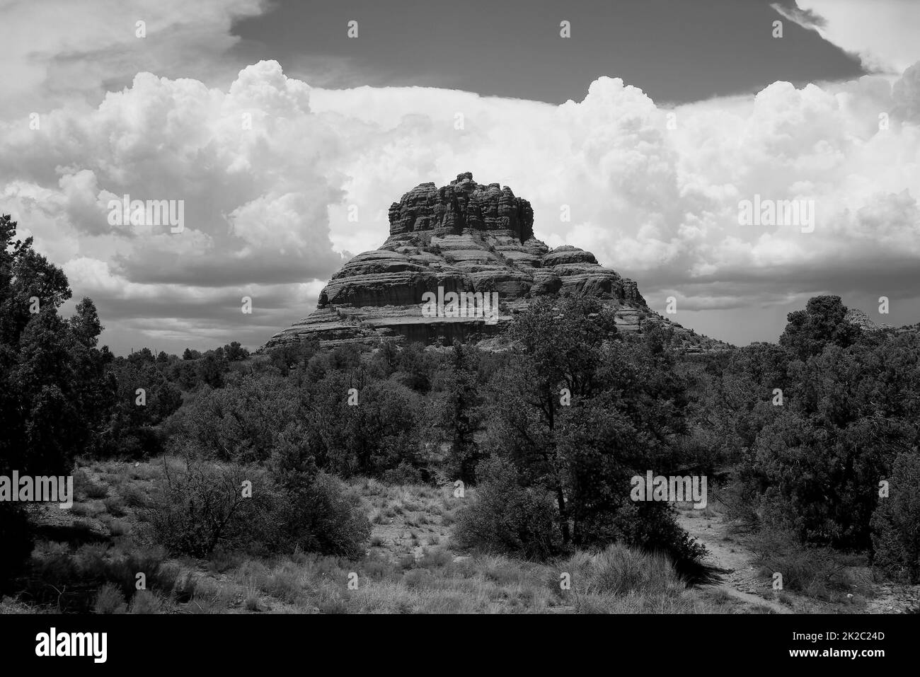 Sedona Arizona Mountains in black and white Stock Photo