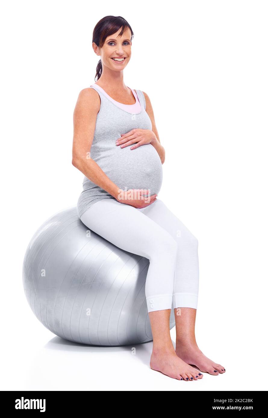 Keeping in shape, right down to her final trimester. A pregnant mother