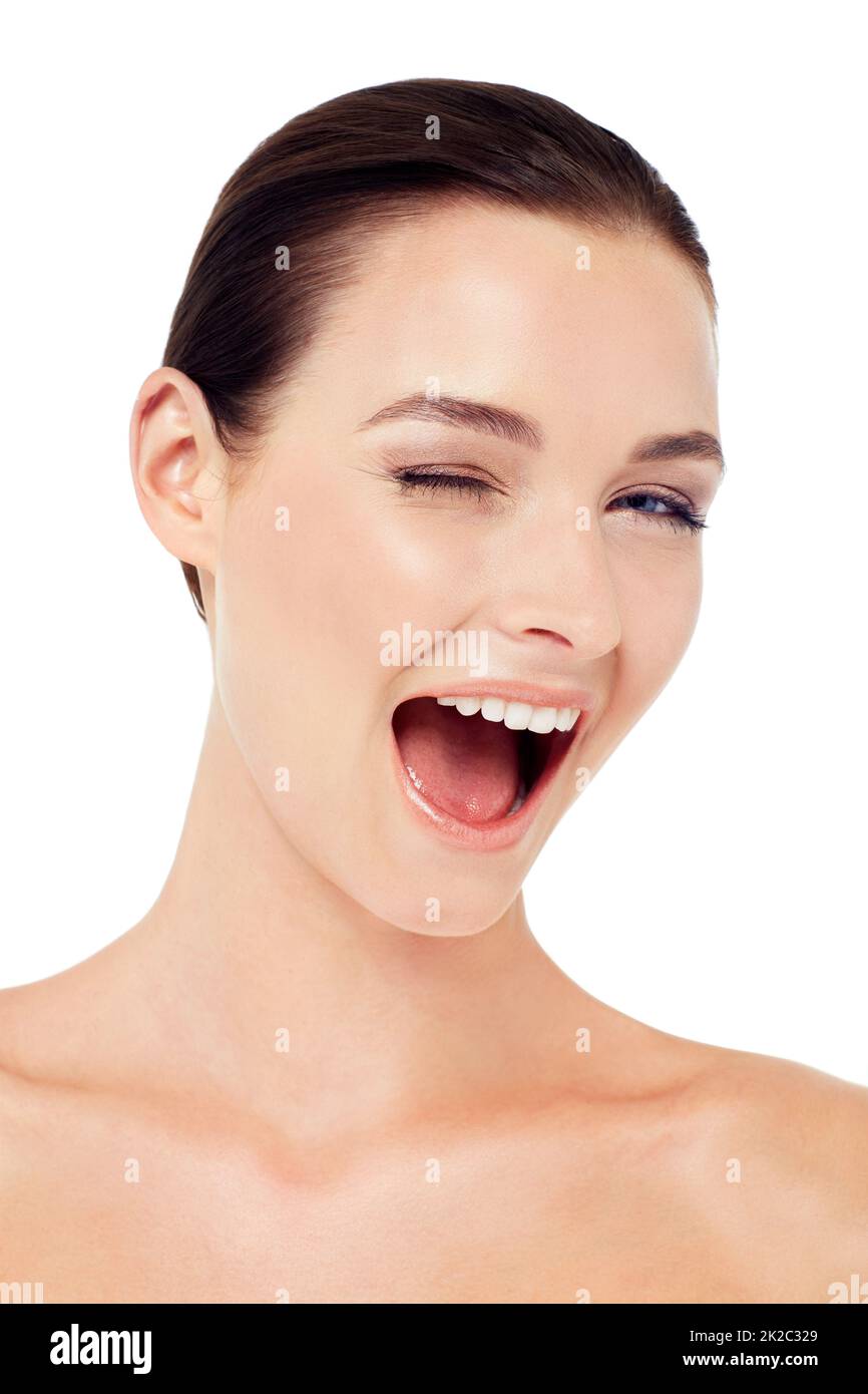 Skin every woman wants. Studio head and shoulders portrait of an