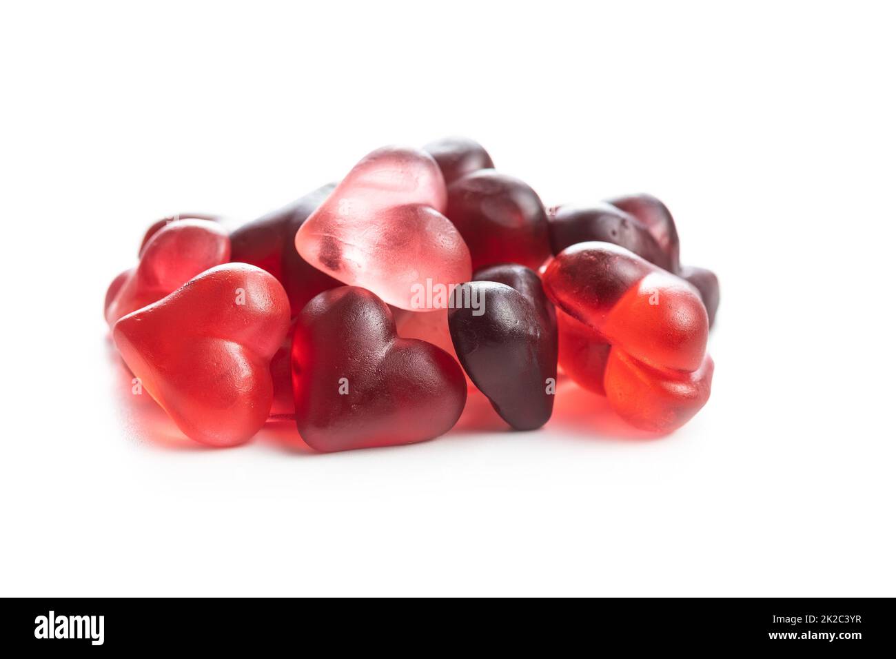Heart shaped jelly candy isolated on white backgorund. Stock Photo