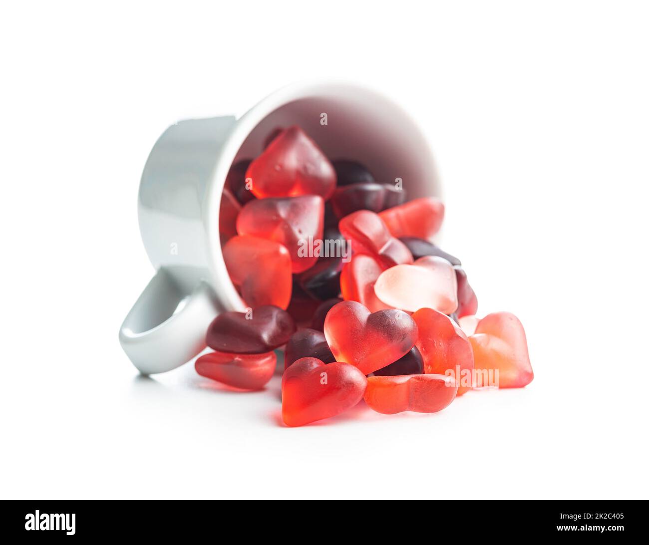 Heart shaped jelly candy isolated on white backgorund. Stock Photo