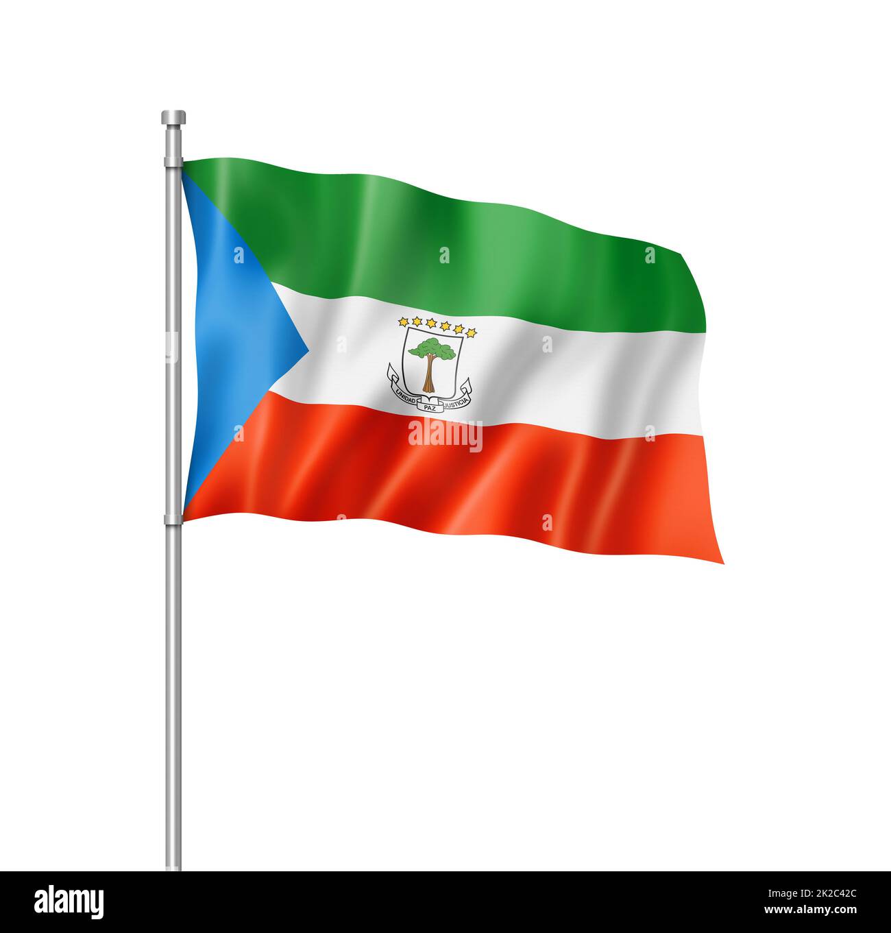 Equatorial Guinea flag isolated on white Stock Photo