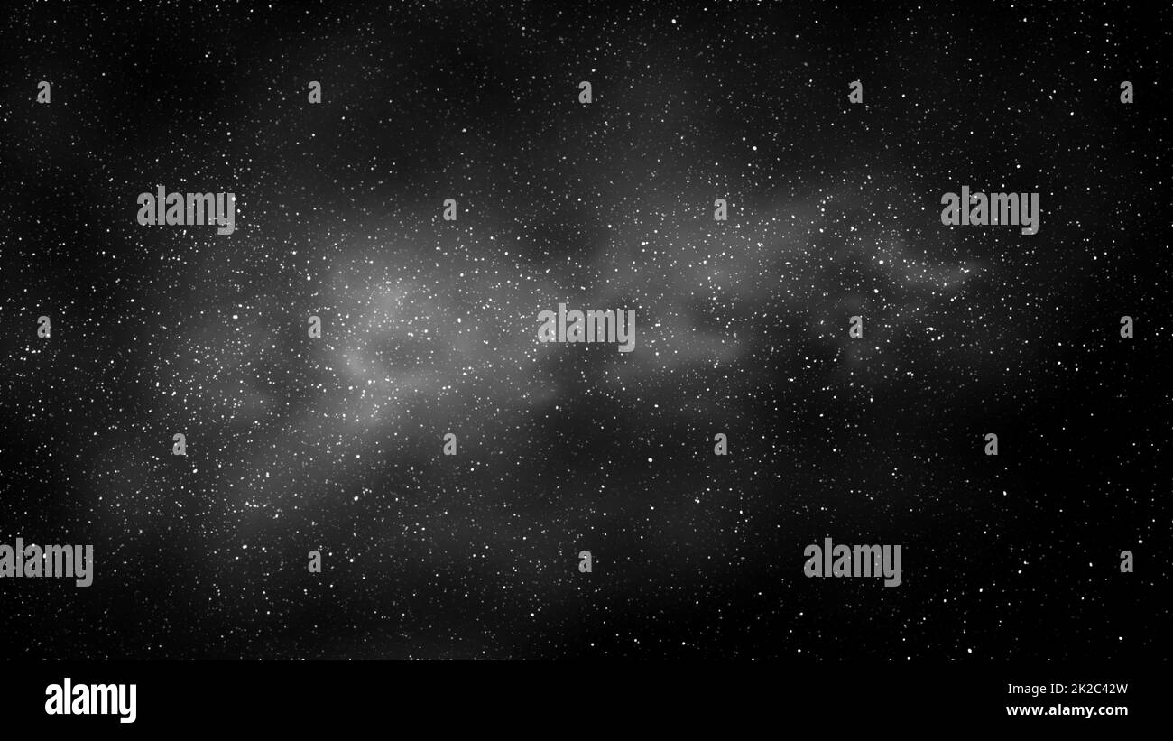 Night black starry sky and bright galaxy, horizontal background Stock Photo