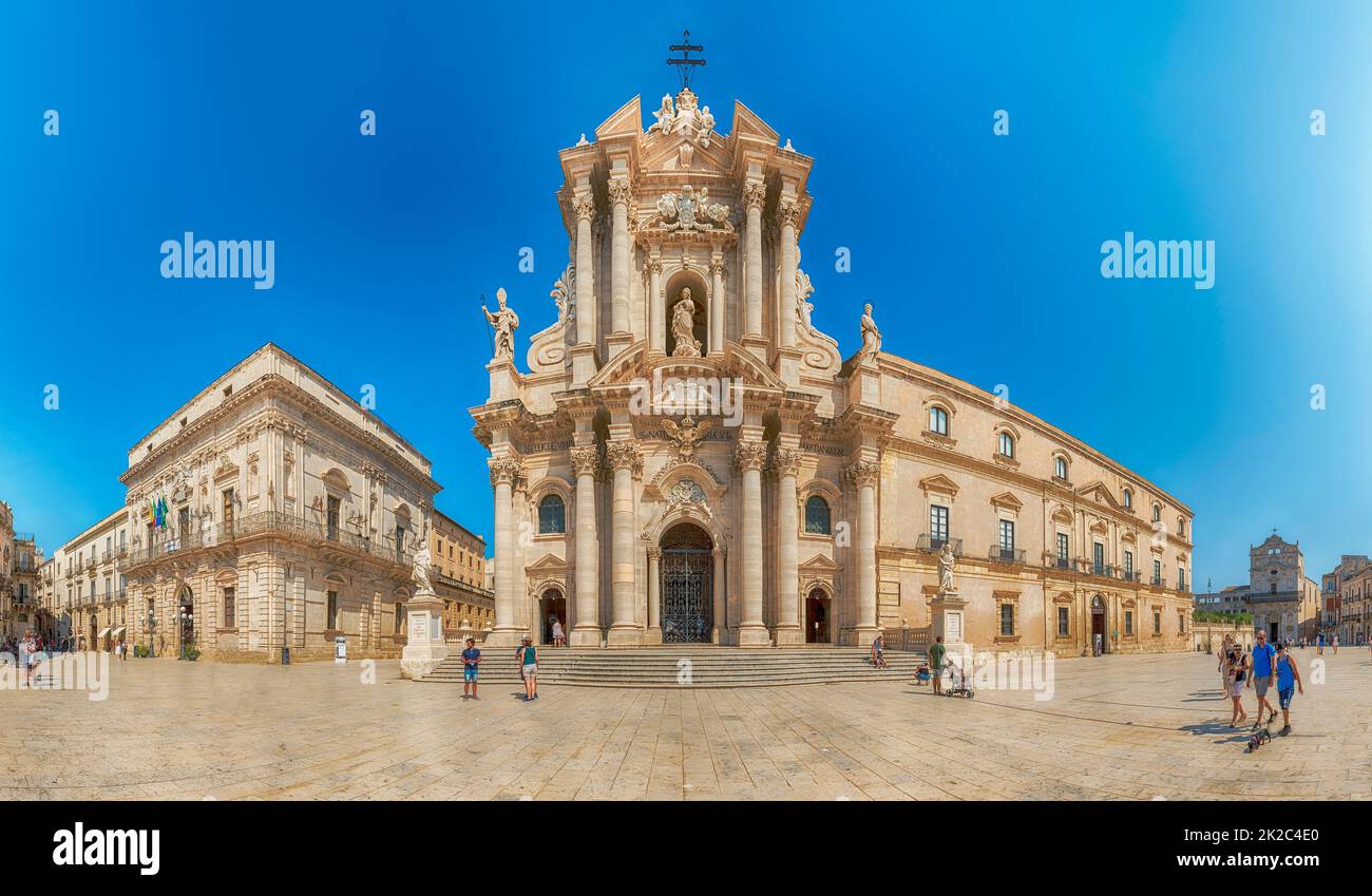 Cathedral of Syracuse, iconic landmark on Ortygia Island, Italy Stock Photo