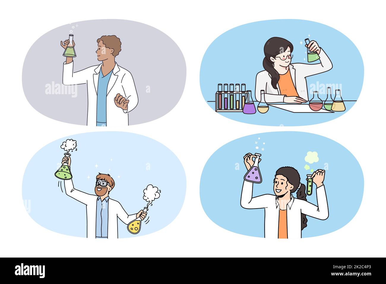 Bundle of scientist work with tubes in lab Stock Photo