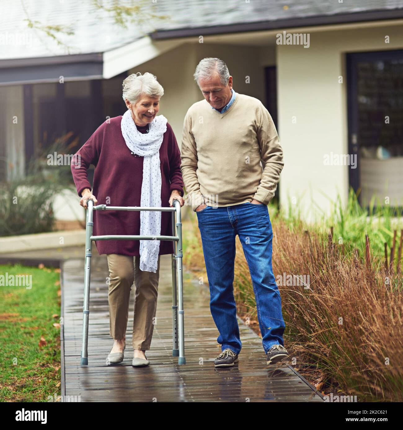 Youre only as old as you feel. Shot of a loving senior couple taking a walk outside. Stock Photo